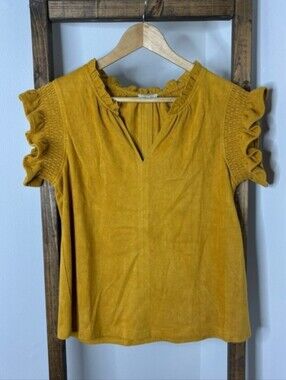 VOY Ruffled Mustard Yellow Top S